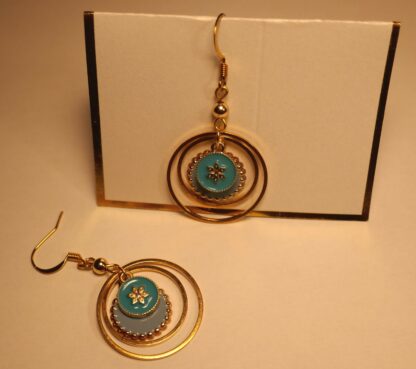 Geometric - Blue circle earrings