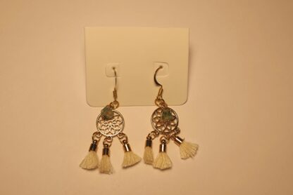 Ethnic - Indian Agate and pompom earrings