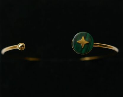 Silent night - Fine gold plated ring bracelet and Malachite - Image 2