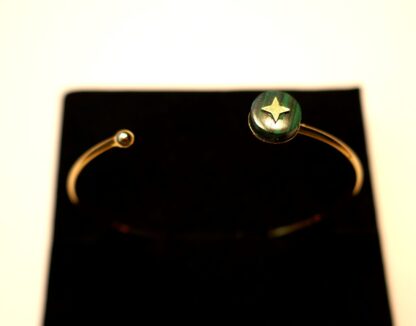 Silent night - Fine gold plated ring bracelet and Malachite - Image 3