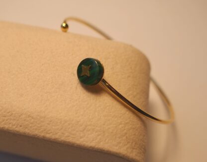 Silent night - Fine gold plated ring bracelet and Malachite