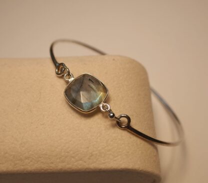 Boho - Silver ring bracelet and Labradorite