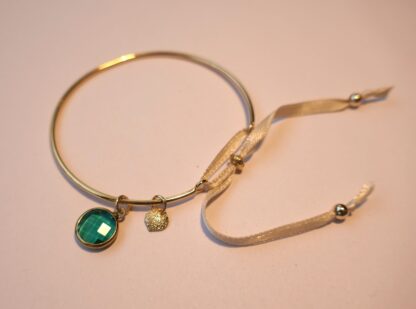 Boho - Fine gold plated ring bracelet with pendant - Image 3