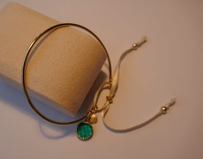 Boho - Fine gold plated ring bracelet with pendant