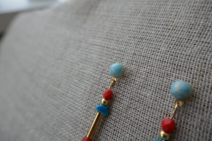 Beyond the sea - Turquoise and coral gemstones earrings - Image 3