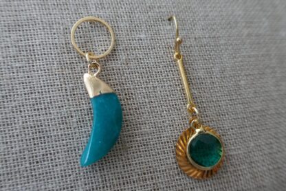 Boho - Blue asymmetric earrings - Image 2