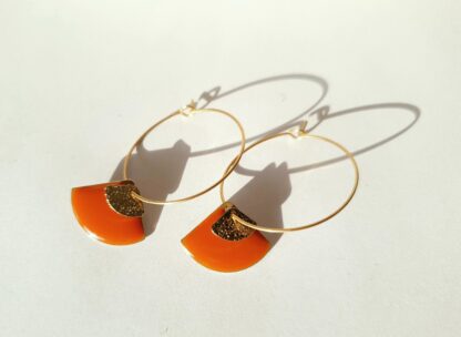 Fifty shades of Earrings - Orange fan